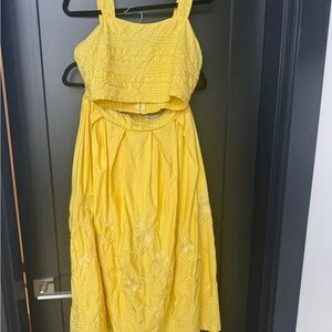 Avec Les Filles Yellow Square Neck Sundress